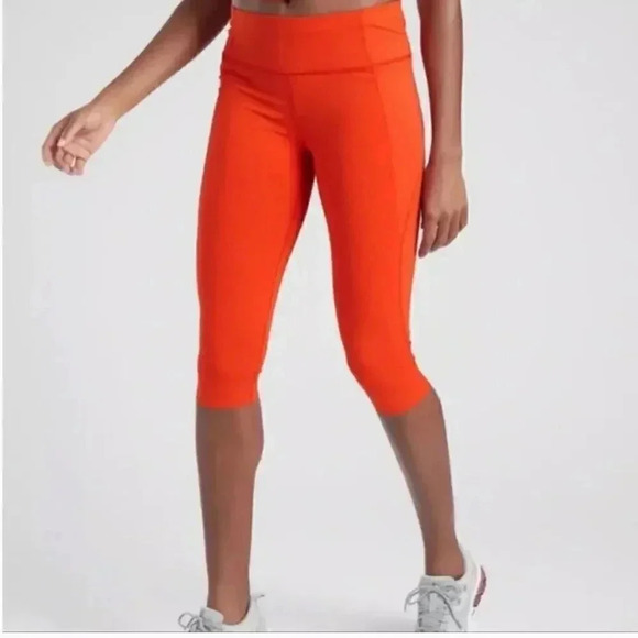 Athleta Pants - Athleta Women's XXS Velocity Legging Bright Orange Capri Crop Active Yoga